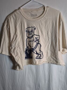 Yale Bulldog Cream Crop T-Shirt